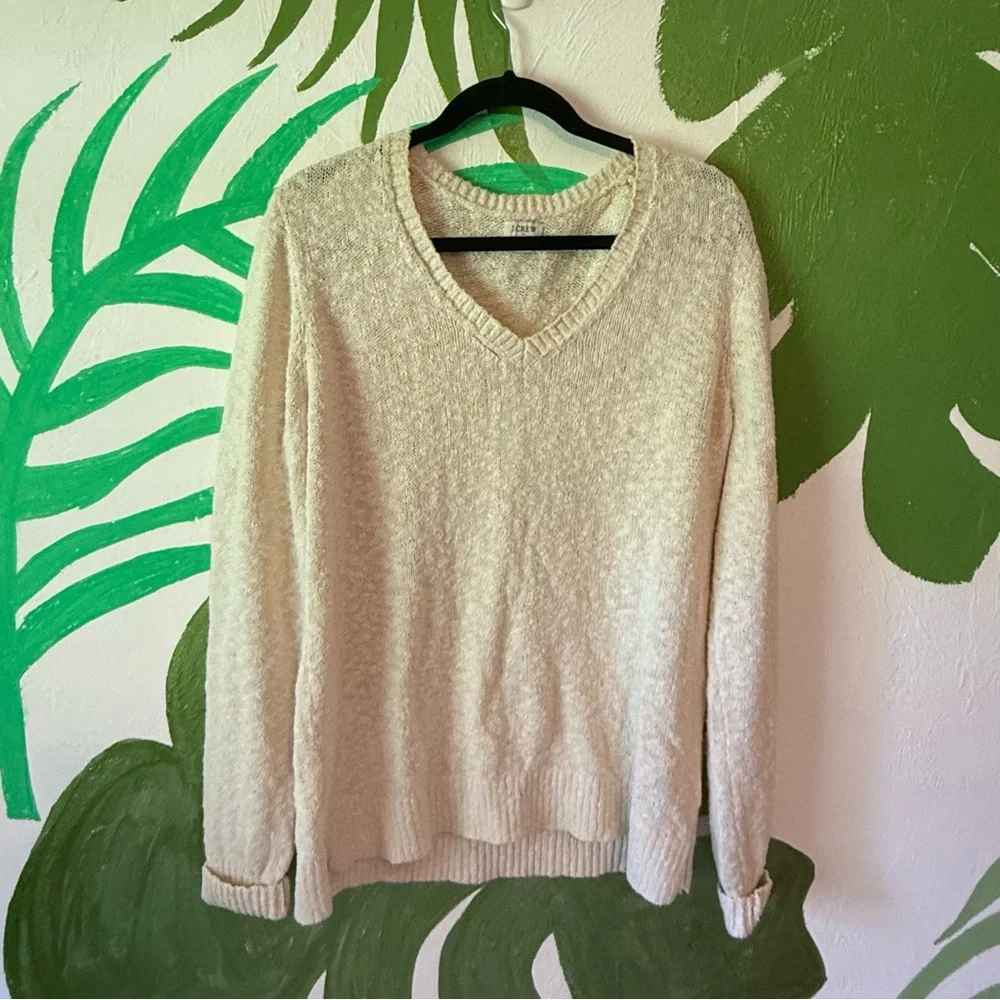 J. Crew Cream V-Neck Sweater